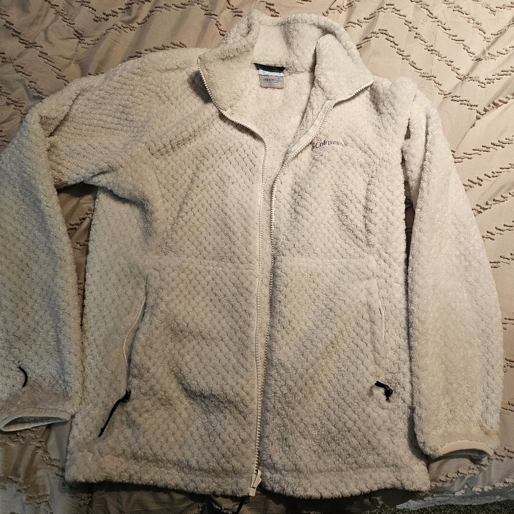 Columbia zip up WHITE size Medium